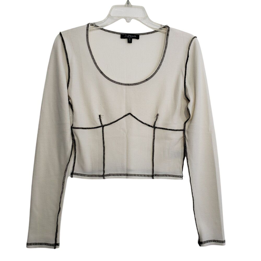 Mixed Threads Los Angeles Women's Scoop Neck Exposed Stitching Blouse, Size Med.